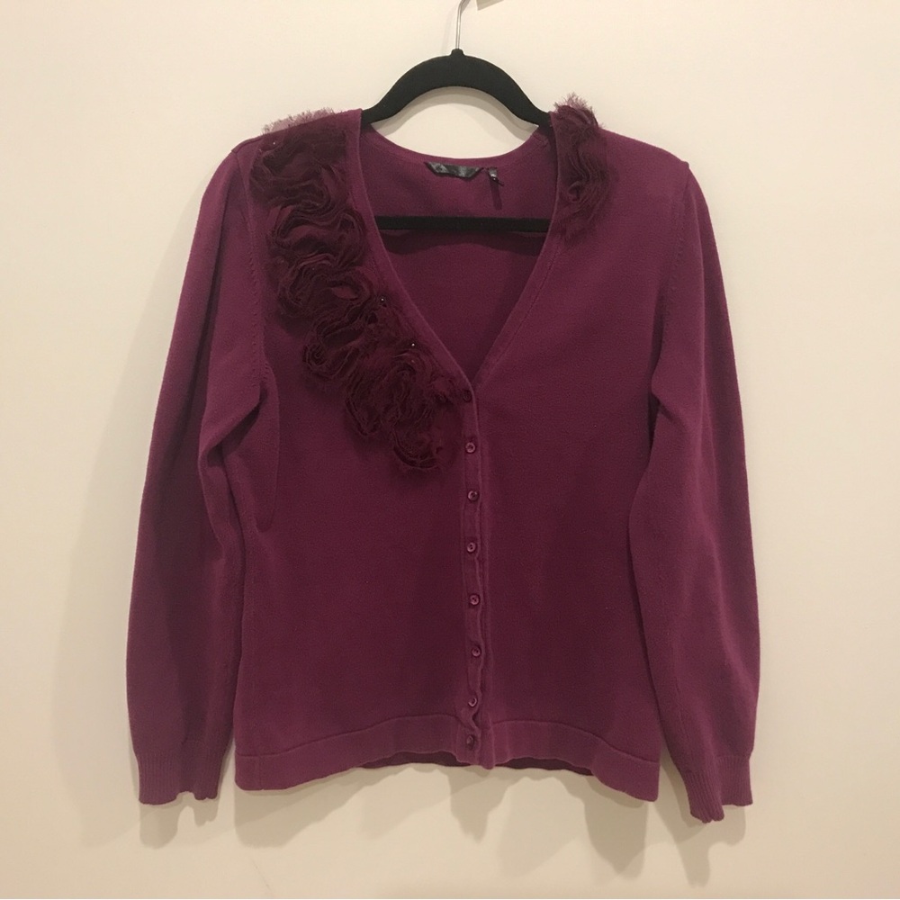 100% Cotton Cardigan Maroon( XL)